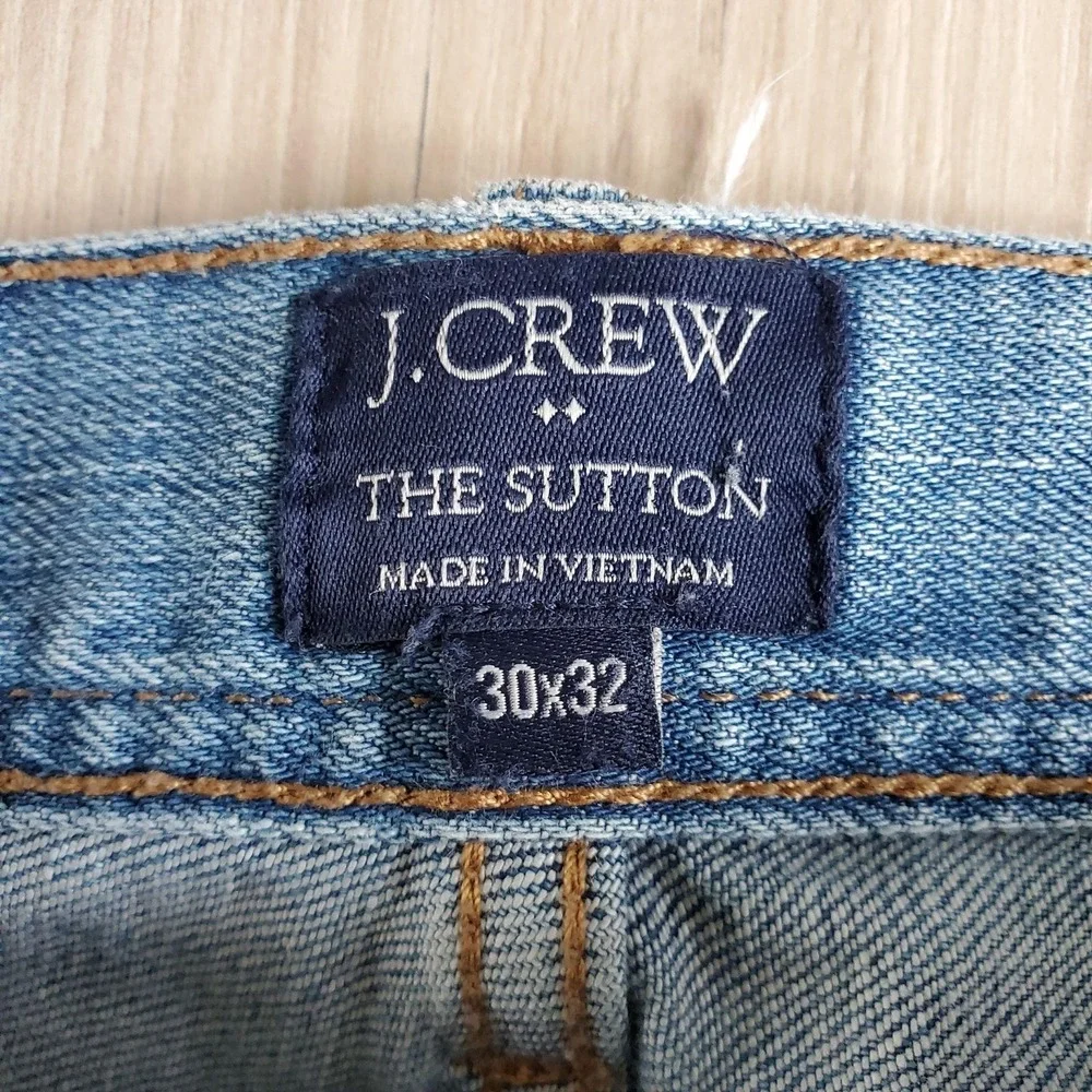 J.Crew The Sutton Jeans Mens 30x32 Blue Light Wash Slim Straight Stretch Denim